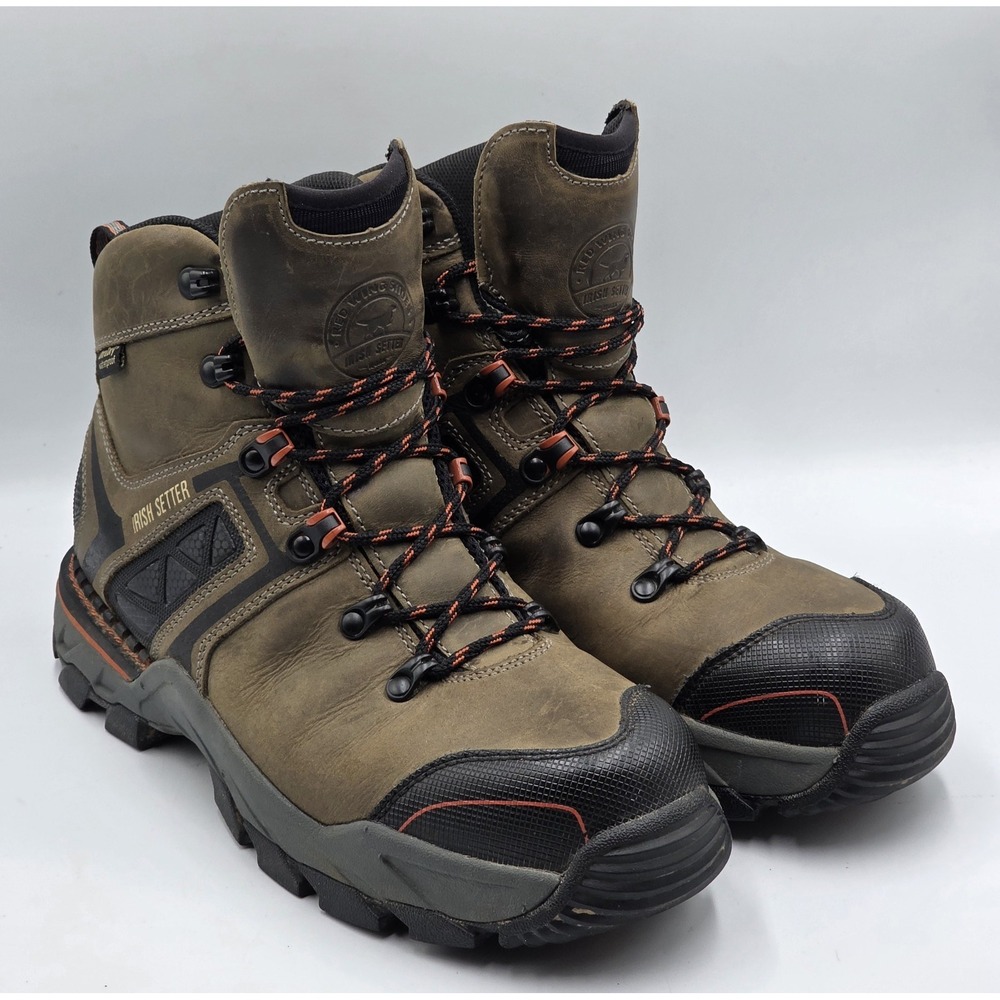 Irish Setter Crosby 6" Brown Waterproof Safety Toe Work Boots 83628 Men's 8D